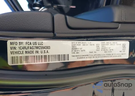 2021 Jeep Grand Cherokee Laredo E 4X4 из США, поврежденный, VIN 1C4RJFAG7MC594383